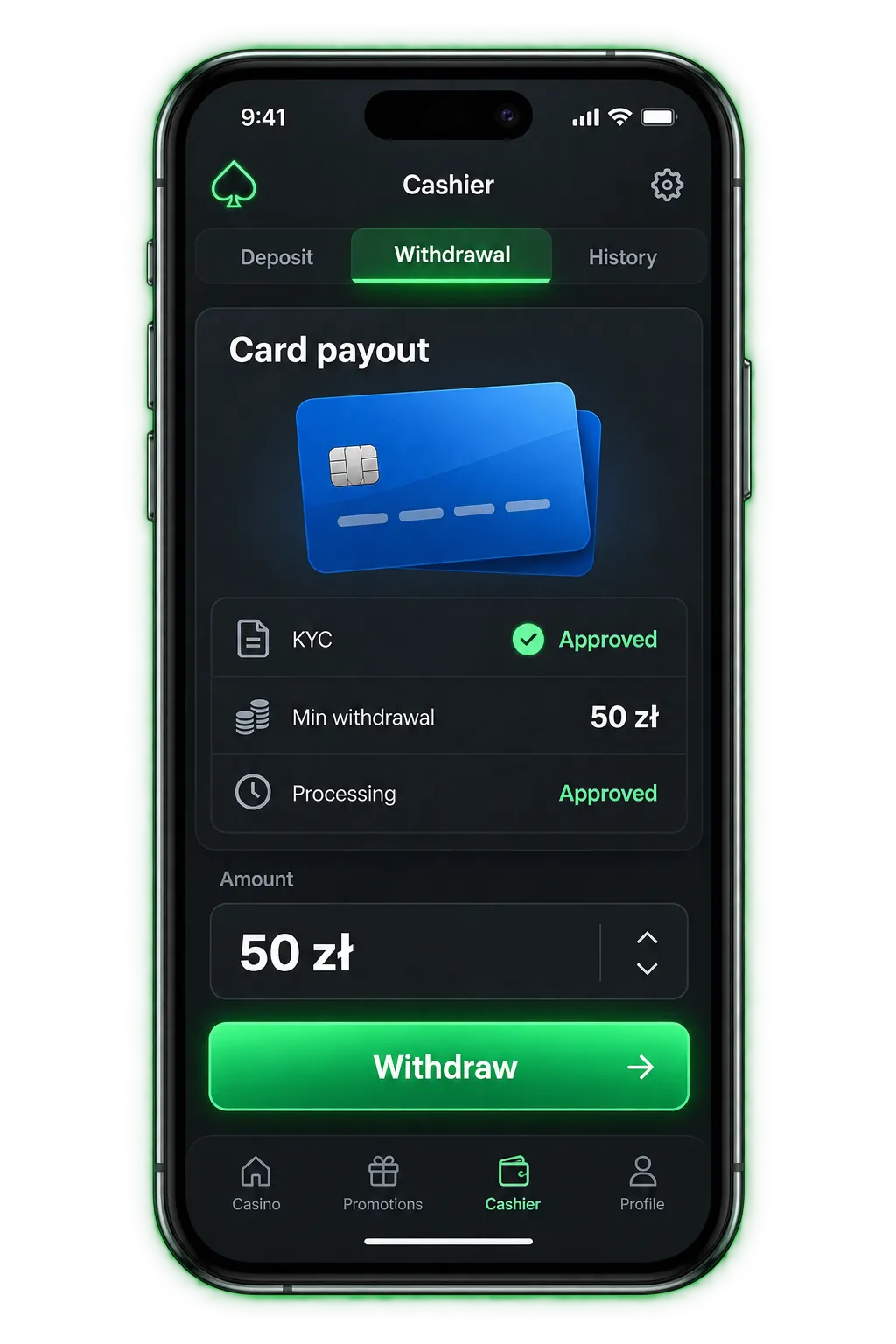 Article withdrawal card