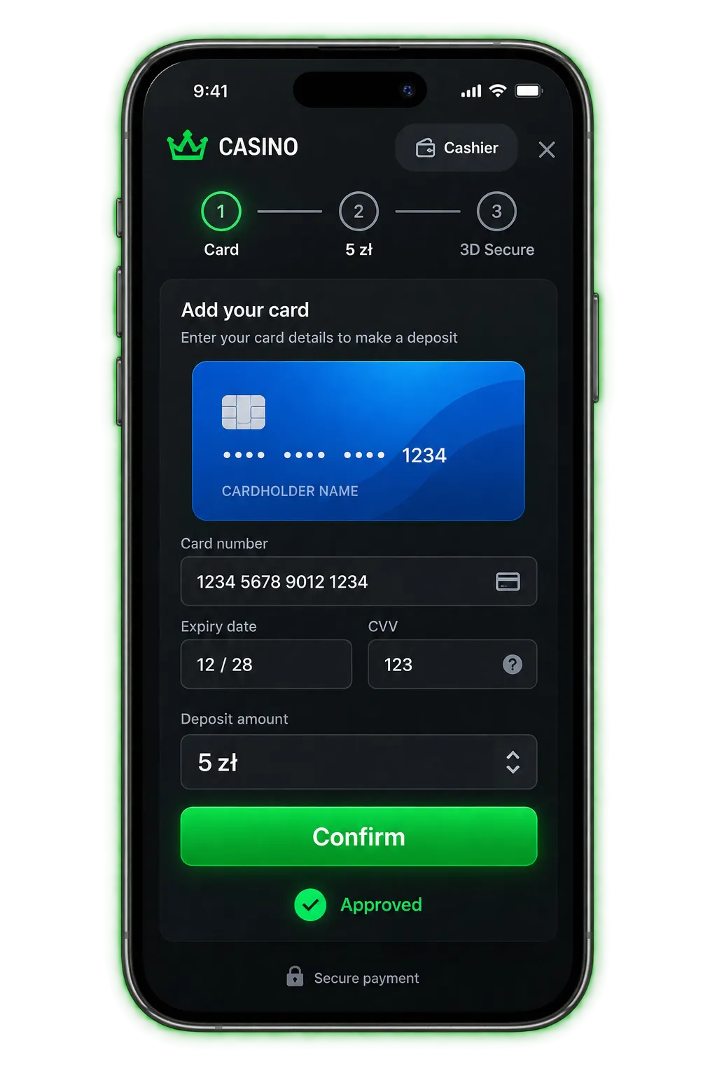 Section card deposit flow 5zl